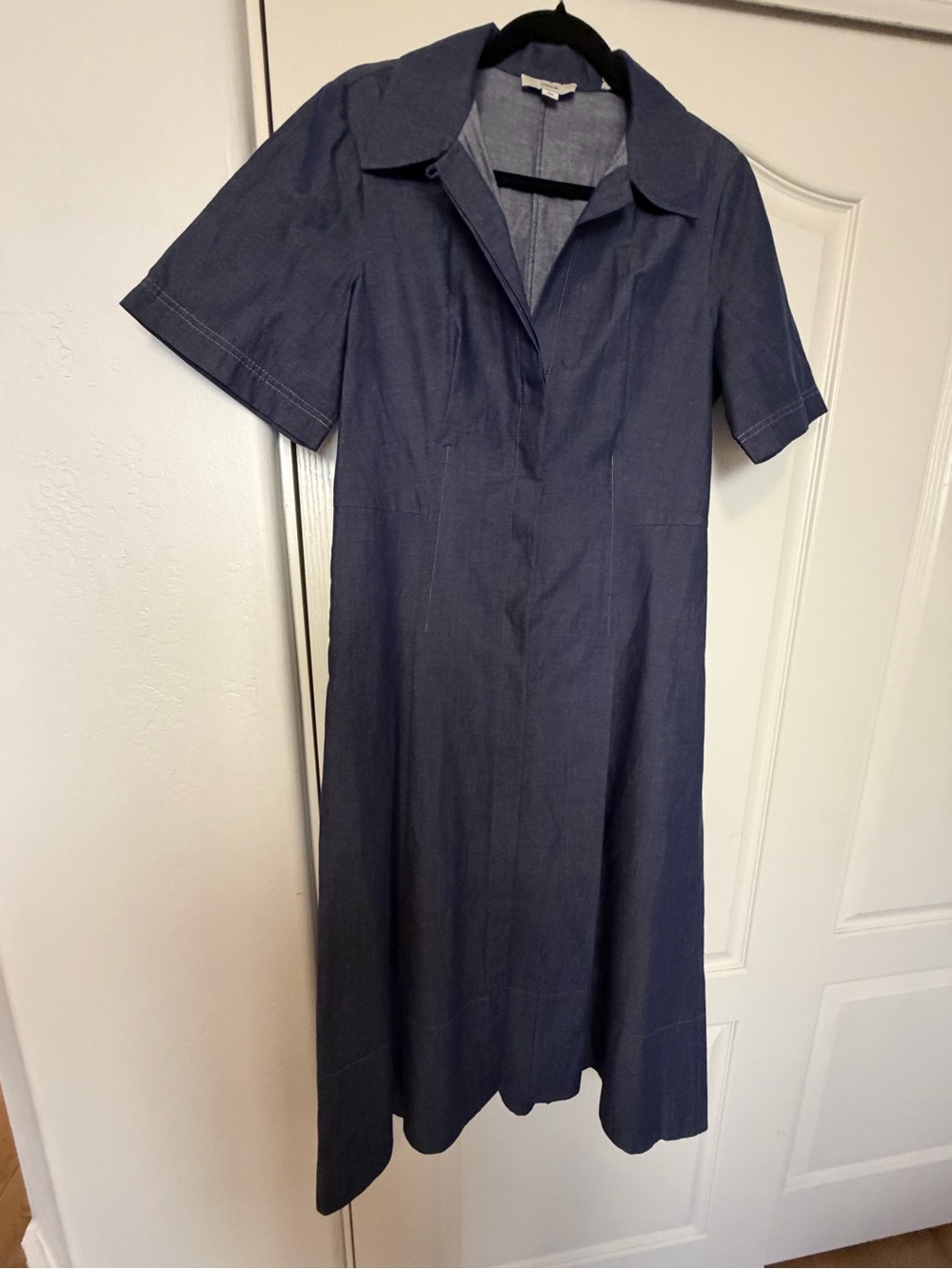 Vince Fit & Flare Denim Shirtdress Deep Indigo Size M - Picture 5 of 9